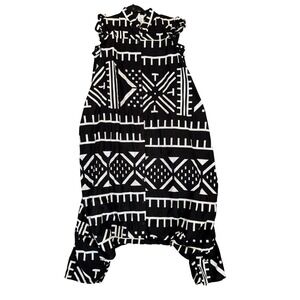 Kara Chic by NF‎ Black White Tribal Print One Size Fits Most Kaftan Jumpsuit